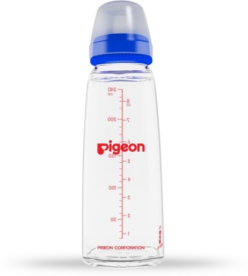 Pigeon GLASS FEEDING BOTTLE PALEWITH ADD NIPPLE M - 240 ml(PALE BLUE)