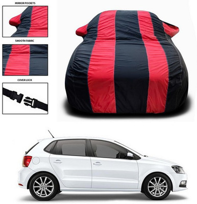 ANTHUB Car Cover For Volkswagen Polo Equisite (With Mirror Pockets)(Red, Black)
