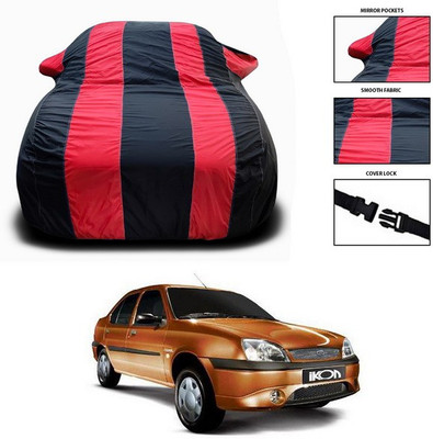 SEBONGO Car Cover For Ford Ikon (With Mirror Pockets)(Red, Black)