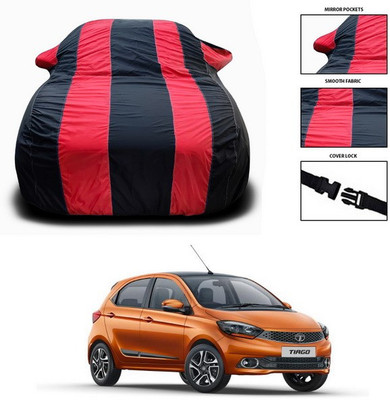 SEBONGO Car Cover For Tata Tiago (With Mirror Pockets)(Red)