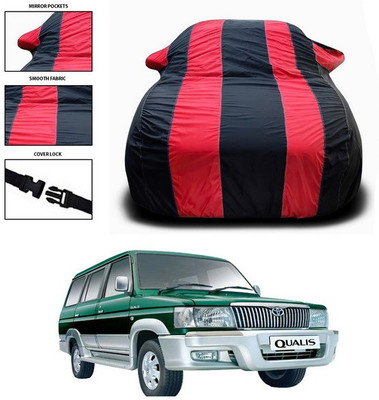 ANTHUB Car Cover For Toyota Qualis (With Mirror Pockets)(Red, Black)