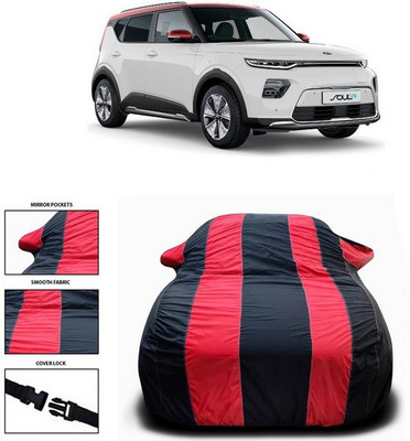 SEBONGO Car Cover For Kia Soul EV (With Mirror Pockets)(Red, Black)
