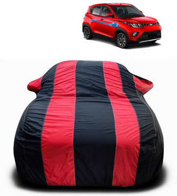 SEBONGO Car Cover For Mahindra e-Verito (With Mirror Pockets)(Red, Black)