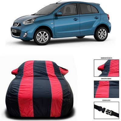 SEBONGO Car Cover For Nissan Micra (With Mirror Pockets)(Red, Black)