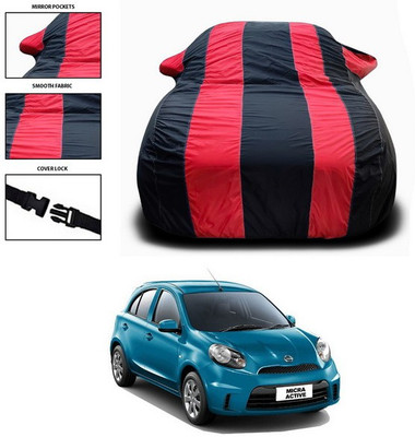 SEBONGO Car Cover For Nissan Micra Active (With Mirror Pockets)(Red)