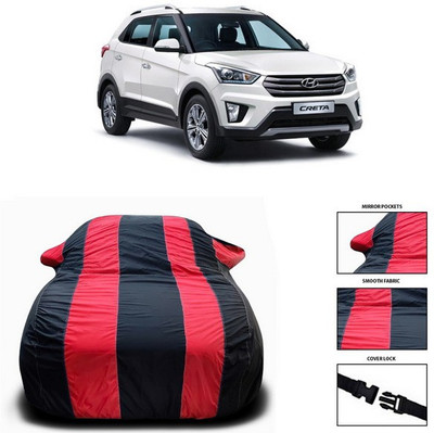 ANTHUB Car Cover For Hyundai Creta (With Mirror Pockets)(Red, Black)