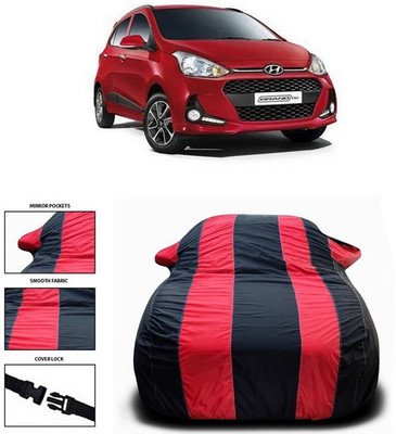 ANTHUB Car Cover For Hyundai Grand i10 (With Mirror Pockets)(Red, Black)
