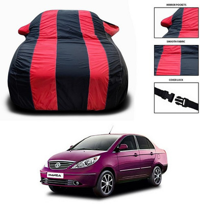 ANTHUB Car Cover For Tata Manza (With Mirror Pockets)(Red, Black)