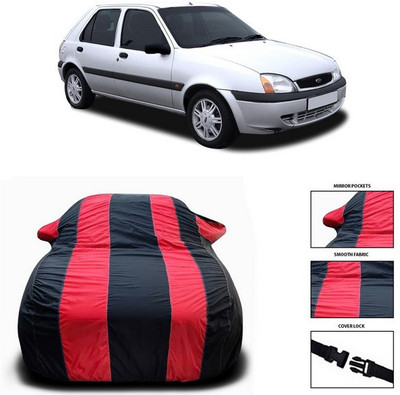 SEBONGO Car Cover For Ford Fiesta Old (With Mirror Pockets)(Red, Black)