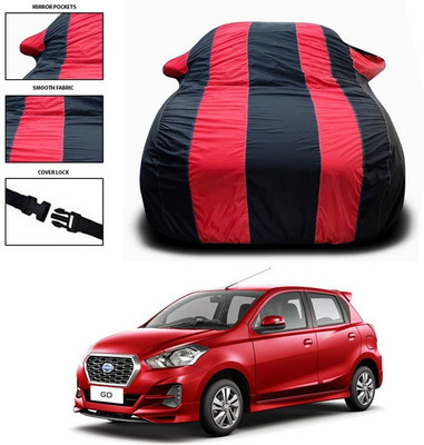 SEBONGO Car Cover For Nissan Go (With Mirror Pockets)(Red, Black)