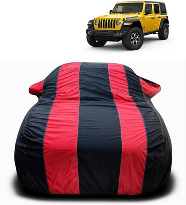 ANTHUB Car Cover For Jeep Wrangler (With Mirror Pockets)(Red, Black)