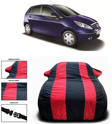 ANTHUB Car Cover For Tata Vista Tech (With Mirror Pockets)(Red, Black)