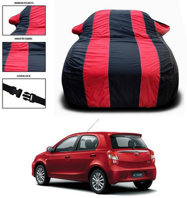 ANTHUB Car Cover For Toyota Etios Liva (With Mirror Pockets)(Red, Black)