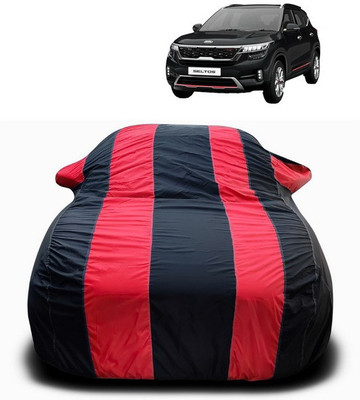 SEBONGO Car Cover For Kia SELTOS (With Mirror Pockets)(Red, Black)