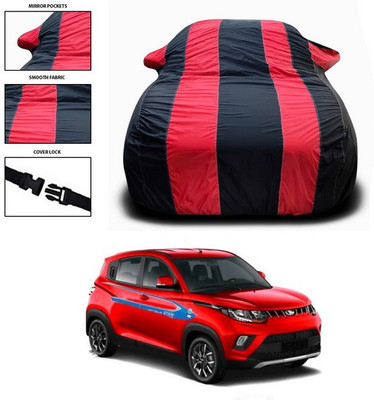 SEBONGO Car Cover For Mahindra e-Verito (With Mirror Pockets)(Red, Black)