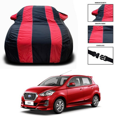 ANTHUB Car Cover For Nissan Go (With Mirror Pockets)(Red)