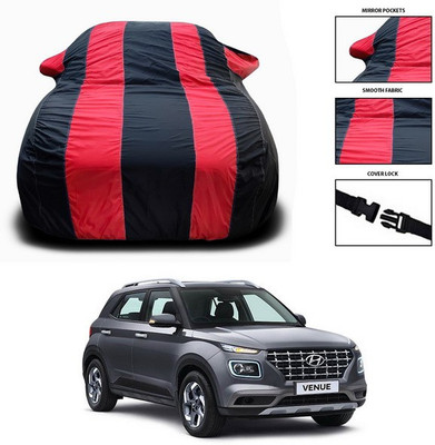 ANTHUB Car Cover For Hyundai Venue (With Mirror Pockets)(Red, Black)