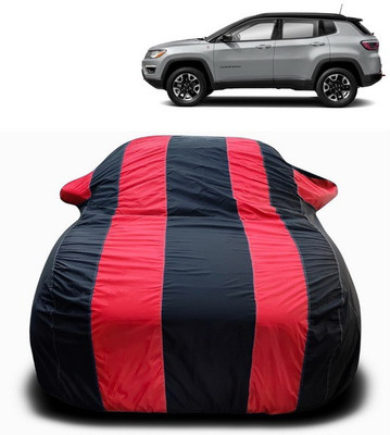 ANTHUB Car Cover For Jeep Compass (With Mirror Pockets)(Red, Black)