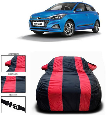 ANTHUB Car Cover For Hyundai Elite i20 (With Mirror Pockets)(Red, Black)