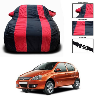 SEBONGO Car Cover For Tata Indica (With Mirror Pockets)(Red, Black)