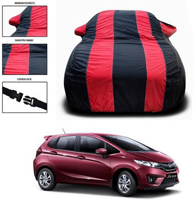 ANTHUB Car Cover For Honda Jazz (With Mirror Pockets)(Red, Black)