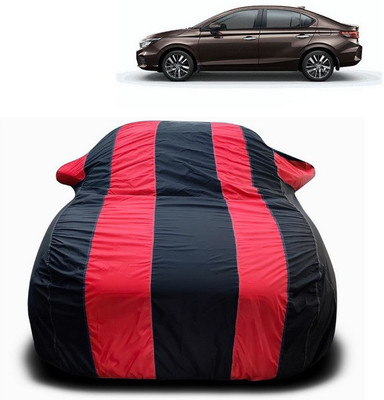 SEBONGO Car Cover For Honda City ZX (With Mirror Pockets)(Red, Black)