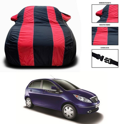 SEBONGO Car Cover For Tata Vista Tech (With Mirror Pockets)(Red, Black)