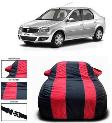 ANTHUB Car Cover For Renault Logan (With Mirror Pockets)(Red, Black)