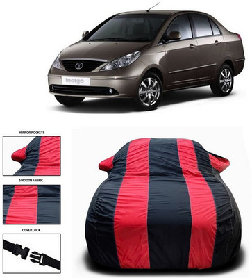ANTHUB Car Cover For Tata Indigo CS (With Mirror Pockets)(Red, Black)