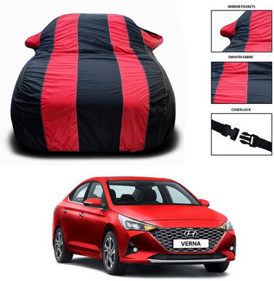 ANTHUB Car Cover For Hyundai Verna Facelift (With Mirror Pockets)(Red, Black)