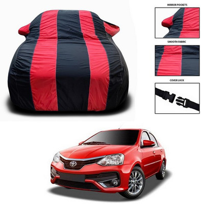 ANTHUB Car Cover For Toyota Platinum Etios (With Mirror Pockets)(Red, Black)