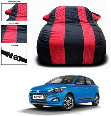 ANTHUB Car Cover For Hyundai Elite i20 (With Mirror Pockets)(Red, Black)