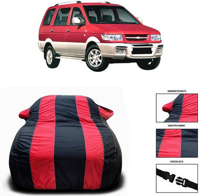 ANTHUB Car Cover For Chevrolet Tavera (With Mirror Pockets)(Red)