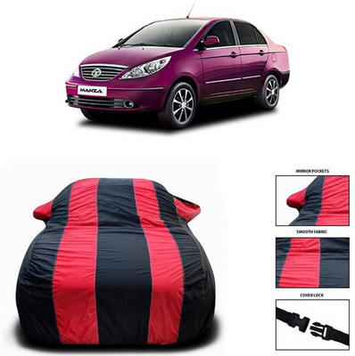 ANTHUB Car Cover For Tata Manza (With Mirror Pockets)(Red, Black)