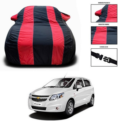 ANTHUB Car Cover For Chevrolet UVA (With Mirror Pockets)(Red, Black)