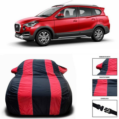 ANTHUB Car Cover For Datsun Go+ (With Mirror Pockets)(Red, Black)