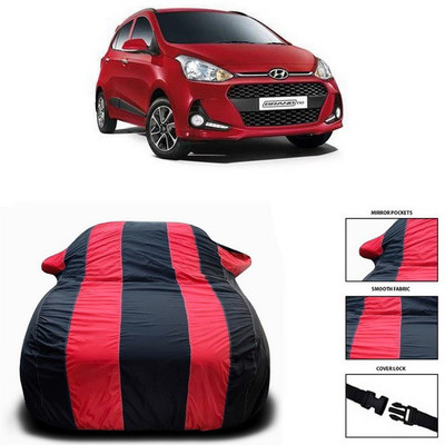 ANTHUB Car Cover For Hyundai Grand i10 (With Mirror Pockets)(Red, Black)