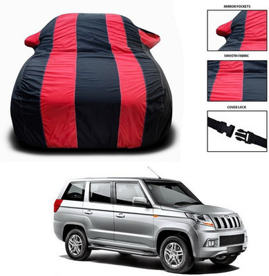 SEBONGO Car Cover For Mahindra TUV300 Plus Facelift (With Mirror Pockets)(Red, Black)