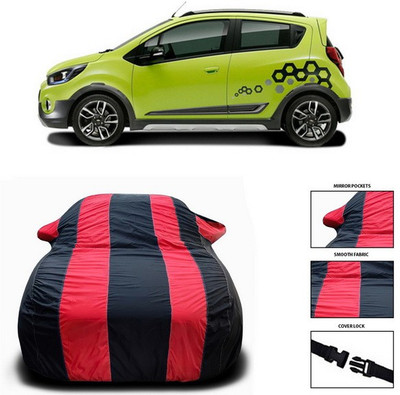 ANTHUB Car Cover For Chevrolet Beat (With Mirror Pockets)(Red)