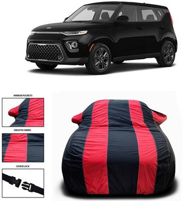 SEBONGO Car Cover For Kia Soul (With Mirror Pockets)(Red, Black)