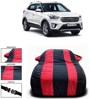 SEBONGO Car Cover For Hyundai Creta (With Mirror Pockets)(Red)