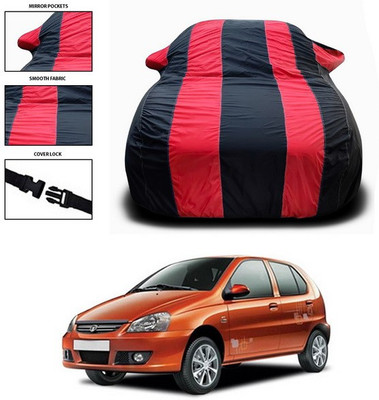SEBONGO Car Cover For Tata Indica (With Mirror Pockets)(Red, Black)