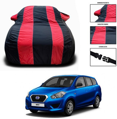 ANTHUB Car Cover For Nissan Go+ (With Mirror Pockets)(Red, Black)