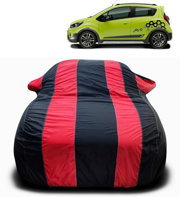 ANTHUB Car Cover For Chevrolet Beat (With Mirror Pockets)(Red, Black)
