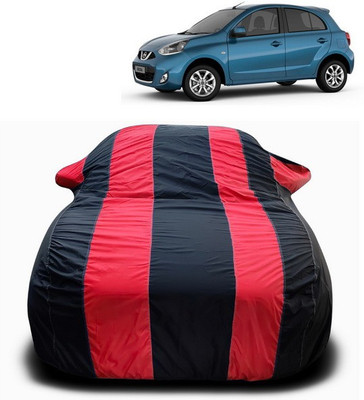 ANTHUB Car Cover For Nissan Micra (With Mirror Pockets)(Red, Black)