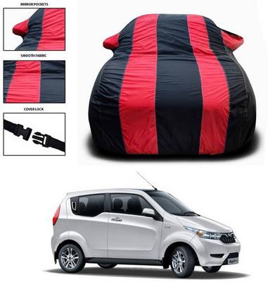 SEBONGO Car Cover For Mahindra e2o (With Mirror Pockets)(Red, Black)