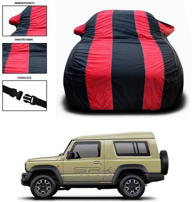 SEBONGO Car Cover For Maruti Gypsy King (With Mirror Pockets)(Red, Black)