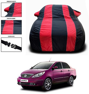 ANTHUB Car Cover For Tata Manza (With Mirror Pockets)(Red, Black)