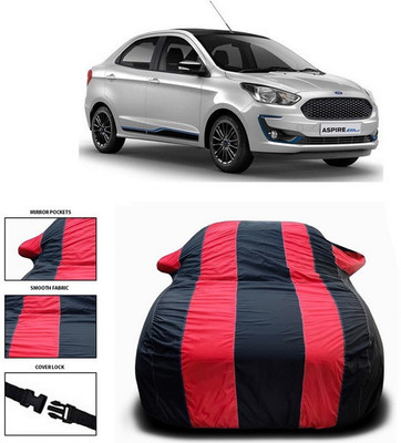 ANTHUB Car Cover For Ford Figo Aspire (With Mirror Pockets)(Red, Black)