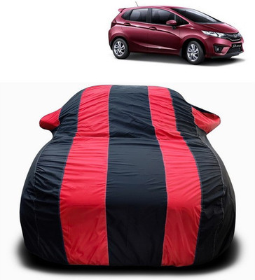 SEBONGO Car Cover For Honda Jazz (With Mirror Pockets)(Red, Black)